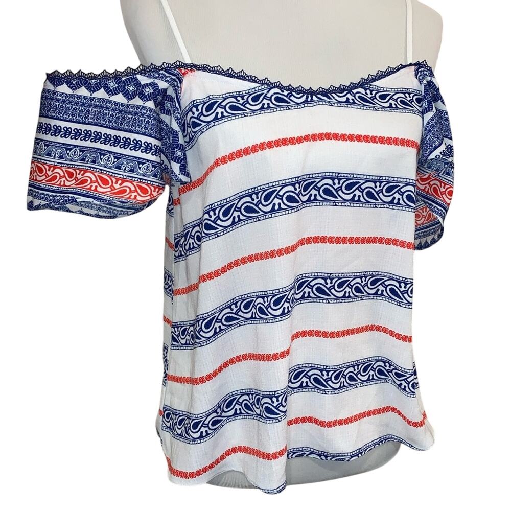 Blue Rain Off-Shoulder W/ Strap Red-White& blue Sz Small